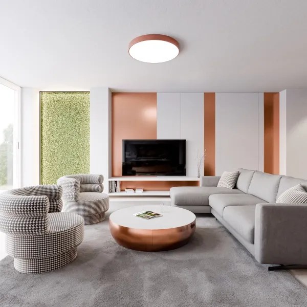 Plafoniera da soffitto con sensore CLEO 5xE27/24W/230V, diametro 60 cm, finitura in rame