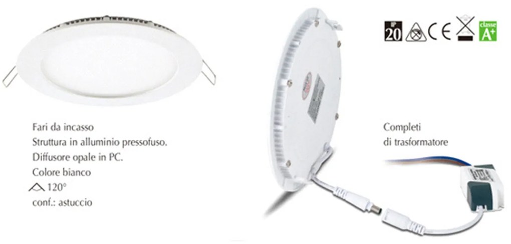 Faretti Incasso Logan Alluminio Bianco Led Integrato 12W 4000K Ip20
