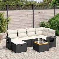 Set Divani da Giardino con Cuscini 7pz Nero Polyrattan 3264948