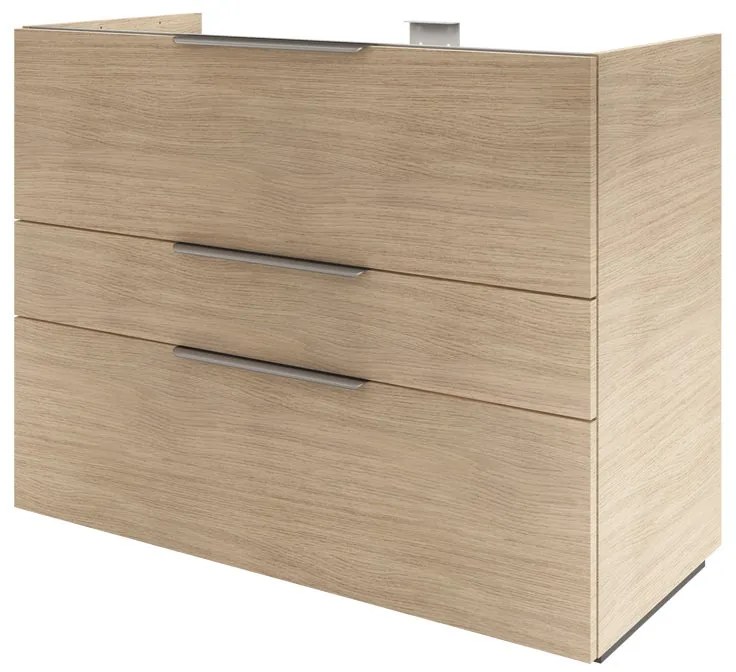 Mobile da bagno a terra L 105 x H 84 x P 48 cm rovere naturale, 3 cassetti SENSEA Neo Line, Maniglie acquistabili separatamente