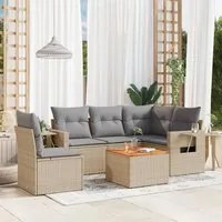 Set Divano da Giardino 6 pz con Cuscini Beige Misto Polyrattan 3256899