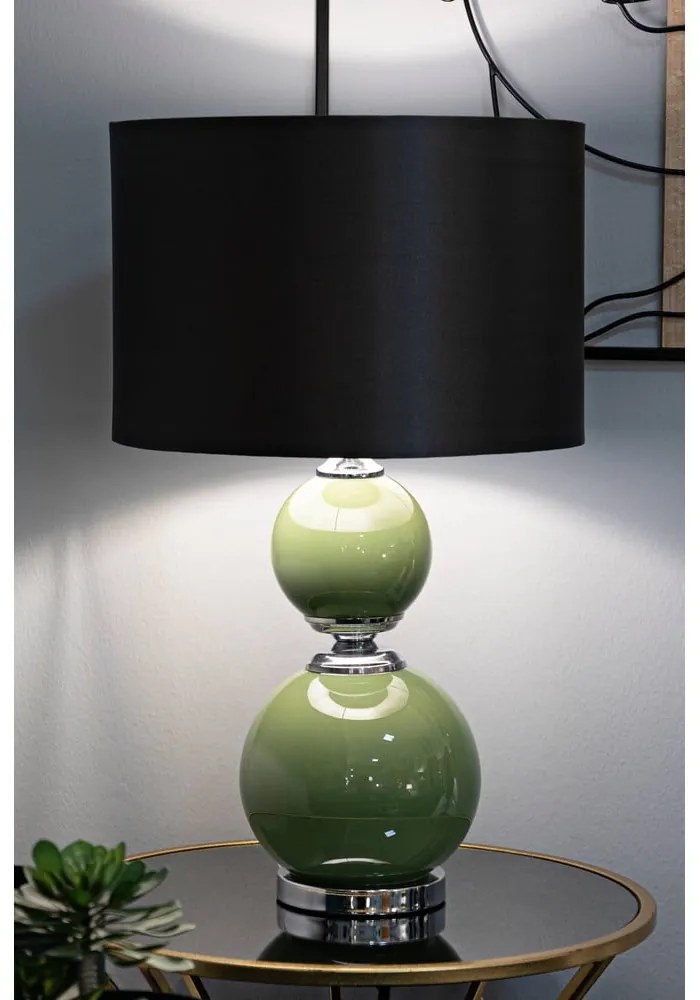 Lampada da tavolo grigio-verde con paralume in tessuto (altezza 65 cm) Eva - Mauro Ferretti