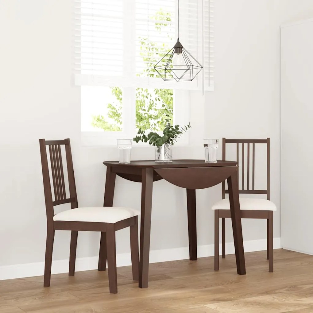 Sedie Da Pranzo Con Cuscini 2pz Marrone Legno Massello Di Hevea /