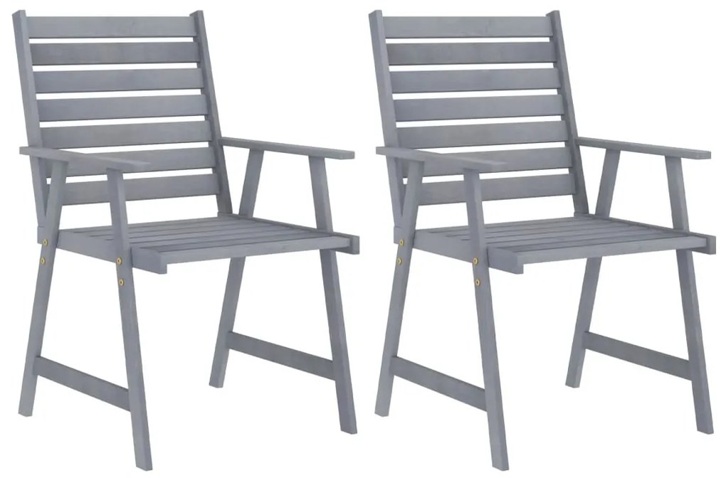 Set da Pranzo da Giardino 3 pz Legno Massello di Acacia Grigio