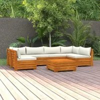 Set Divani da Giardino 7 pz con Cuscini in Massello di Acacia 3087299