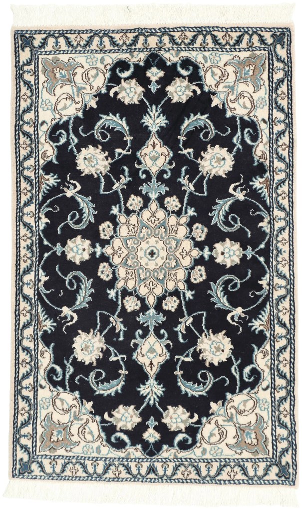 Nain Tappeto persiano 90x140 Blu (Iran) Annodato A Mano