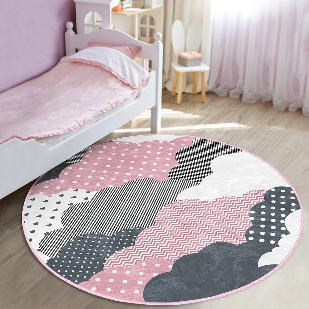 Tappeto per bambini rosa-grigio ø 80 cm Comfort - Mila Home