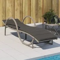 Lettino Prendisole con Cuscino Grigio 60x199x42cm in Polyrattan 368262