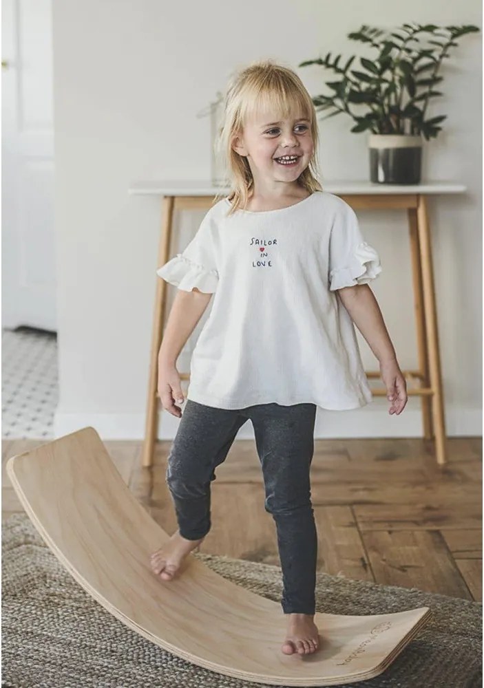 Tavola di equilibrio montessori di colore naturale in pino massiccio 80x30x18 cm Montessori – Meowbaby