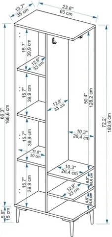 Mobile Ingresso Cappottiera 60 Cm Con Anta Laterale Freia Rovere E Bianco