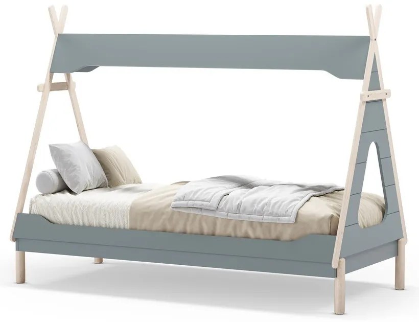 Letto per bambini in legno di pino color petrolio 90x190 cm Nora - Marckeric