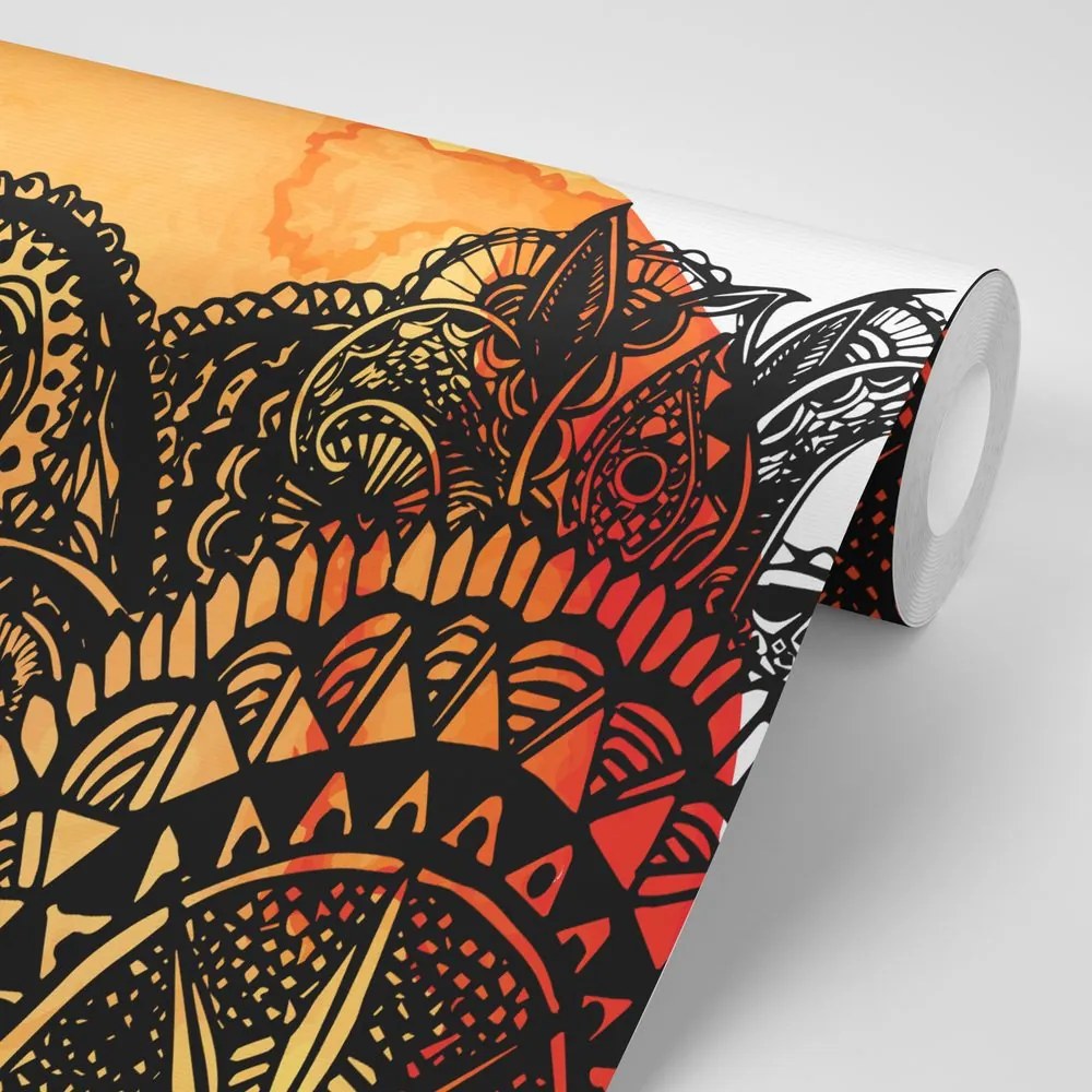 Carta da parati – Mandala acquerello arancione