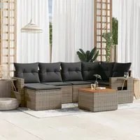 Set Divani da Giardino 7 pz con Cuscini Grigio in Polyrattan 3256998