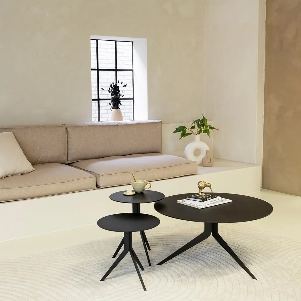 Tavolino da salotto rotondo nero in metallo ø 78 cm Daley – Spinder Design