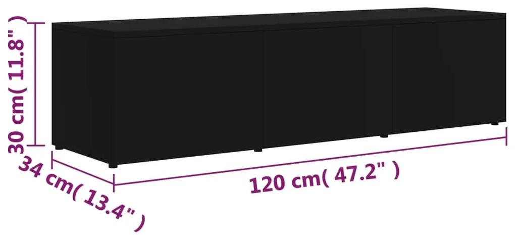 Mobile Porta TV Nero 120x34x30 cm in Legno Multistrato