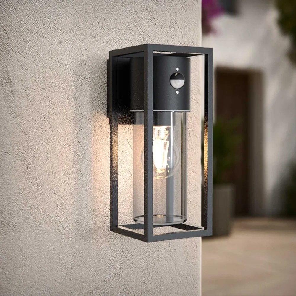 Applique Nera E27 con Sensore di Movimento IP54 - Serie VIMO Base E27