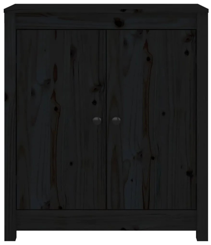 Credenze 2 pz nero 70x35x80 cm in legno massello di pino