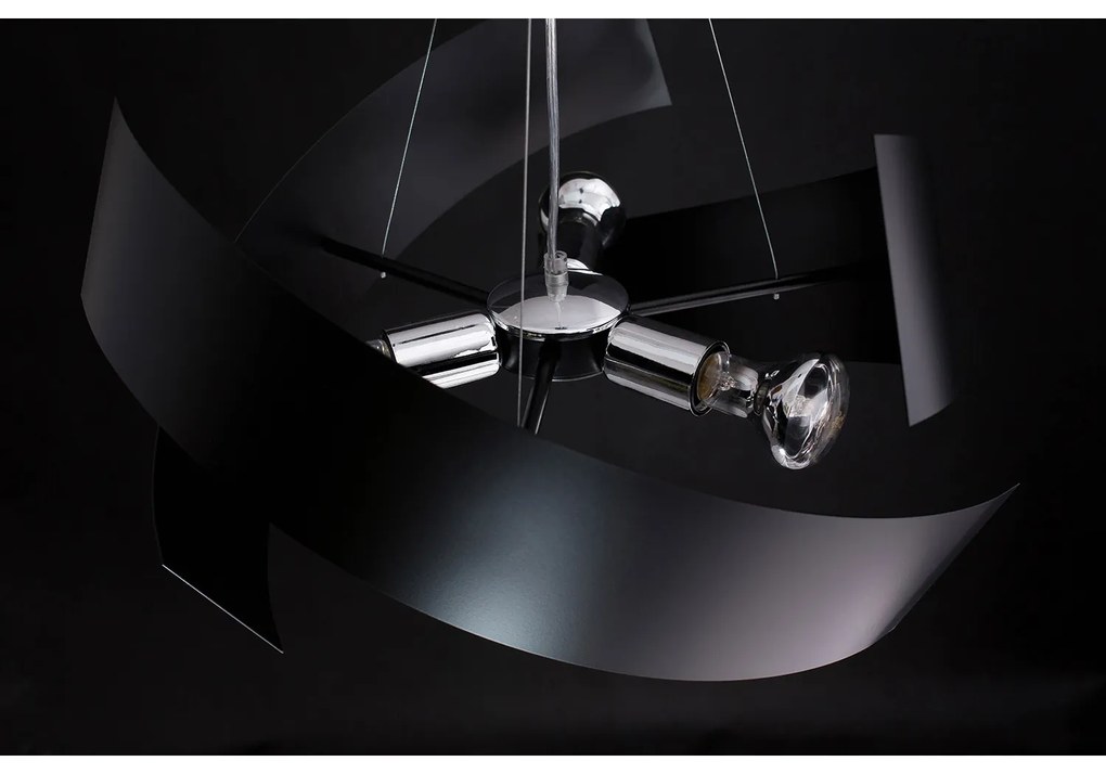 Sospensione Moderna 1 Luce Izanagi In Fasce Di Acciaio Nero