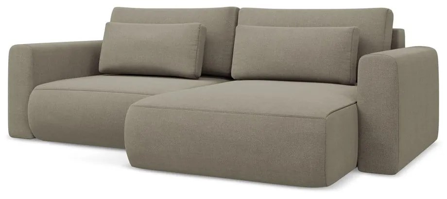 Divano angolare marrone chiaro allungabile/con contenitore (con penisola a destra/con chaise lounge) Kapua – Makamii