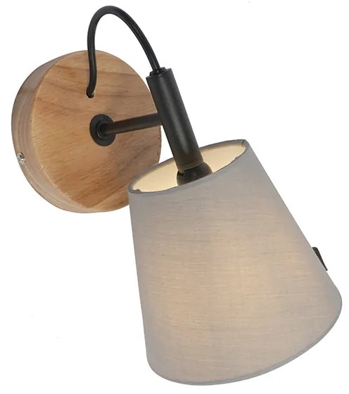 Lampada da parete rustica in legno con grigio - Cupy