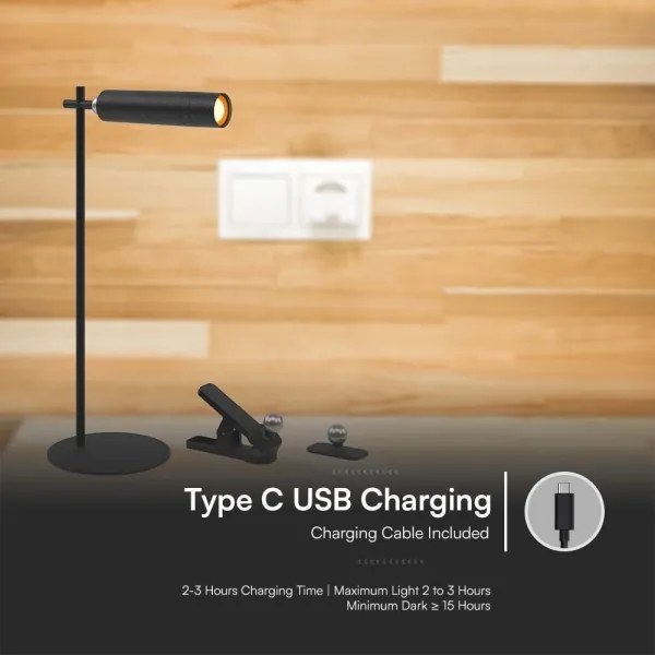 LED Lampada da tavolo magnetica dimmerabile LED/3W/5V 4000K 1500 mAh nero