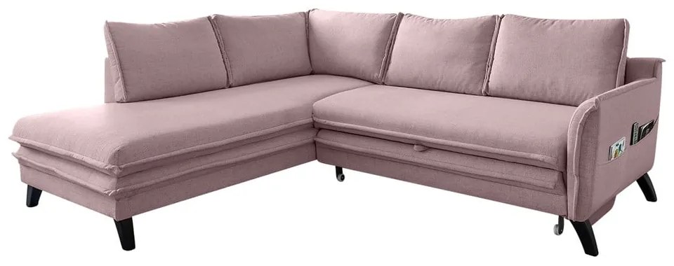Divano letto angolare rosa cipria L, angolo sinistro Charming Charlie - Miuform