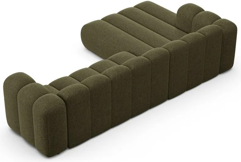 Divano angolare verde (con penisola a sinistra/con chaise lounge) con rivestimento in ciniglia Lupine – Micadoni