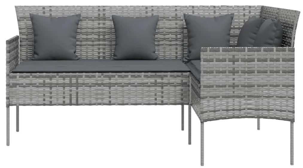Set mobili 5 pz divano a l con cuscini in polyrattan grigio