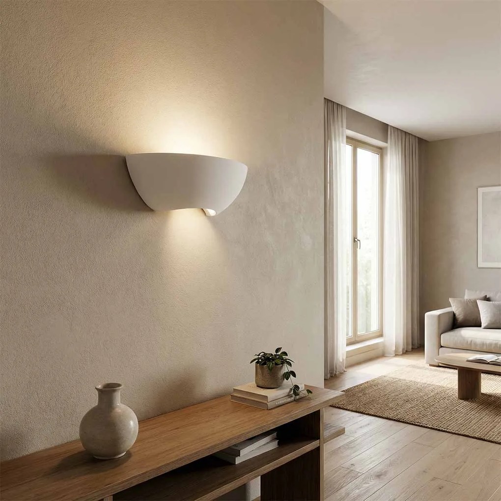 Applique da Parete E14 Curva Moderna in Gesso Pitturabile