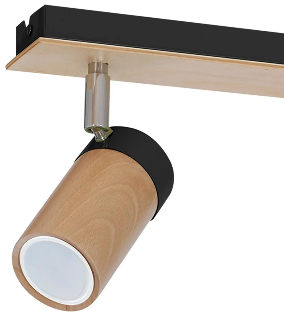 Euluna Faretto da soffitto Baron, 2 luci, nero/legno