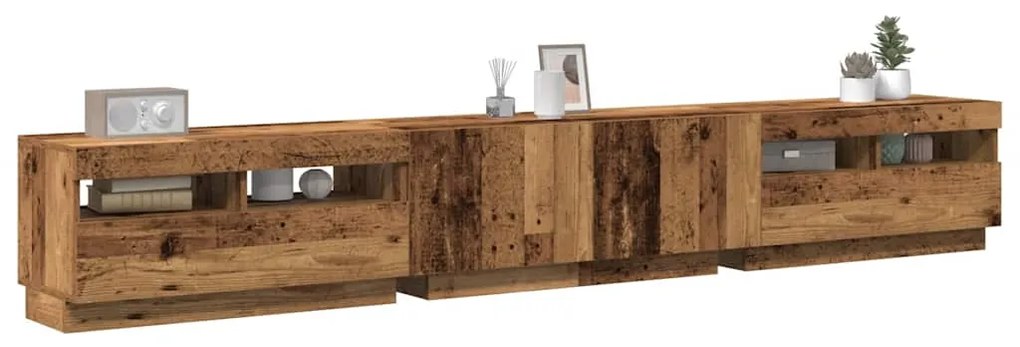 Mobile Porta Tv Con Led Legno Antico 260x35x40 Cm Truciolato /