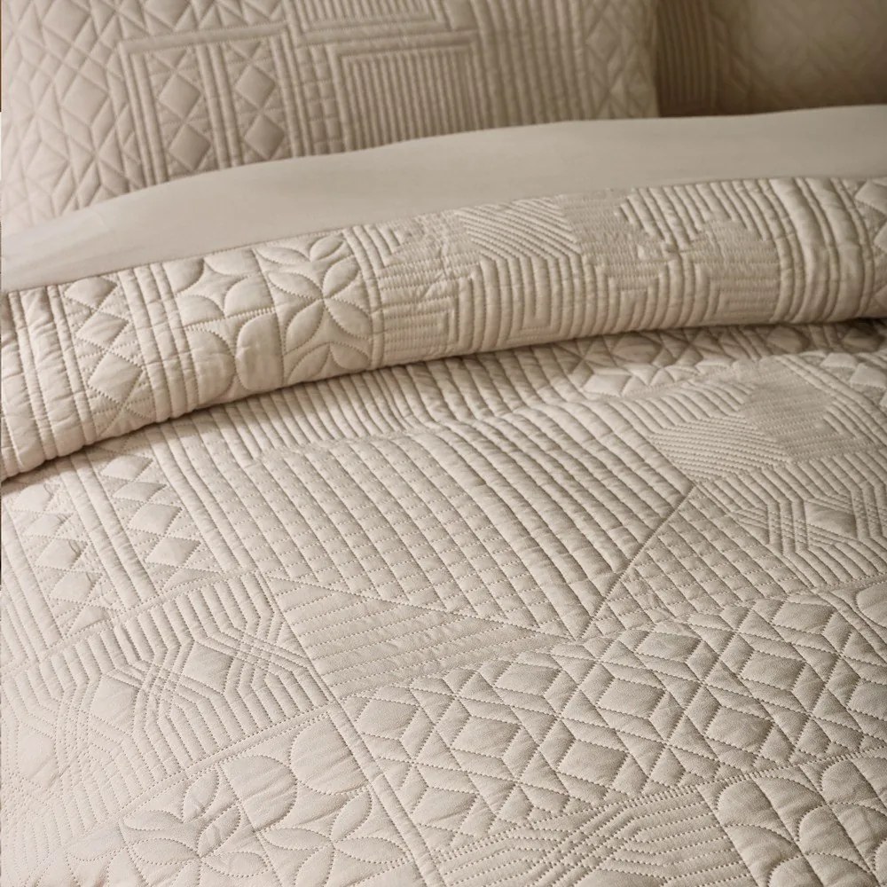 Set copripiumino e federa beige per letto matrimoniale e per letto esteso 230x220 cm Folkstone Geo – Catherine Lansfield