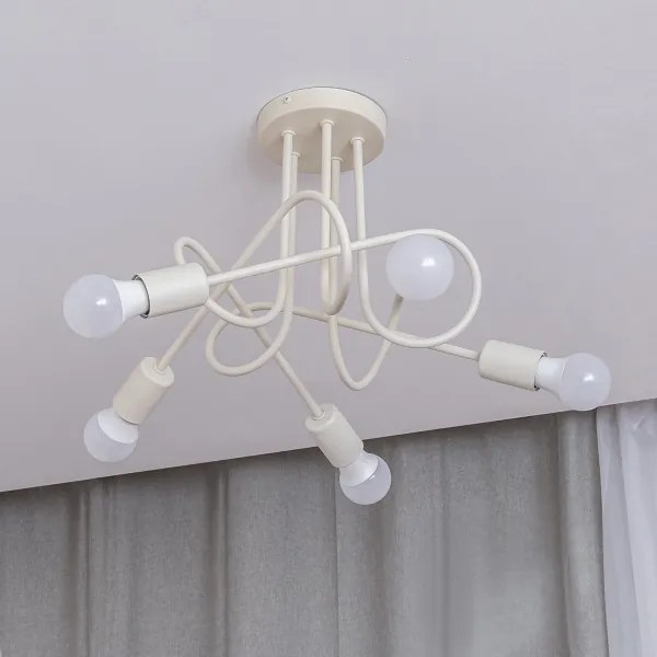 Lampadario a plafone OXFORD 5xE27/15W/230V crema