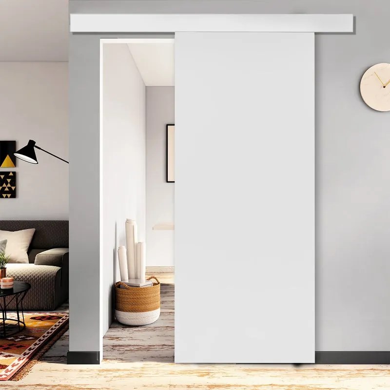 Porta scorrevole Pearl in mdf bianco, L 92.5 x H 215 cm, con binario Atelier bianco Reversibile