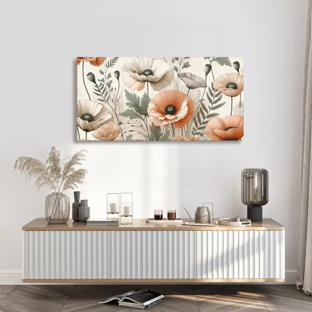 Quadro su tela – Papaveri di campo pastello