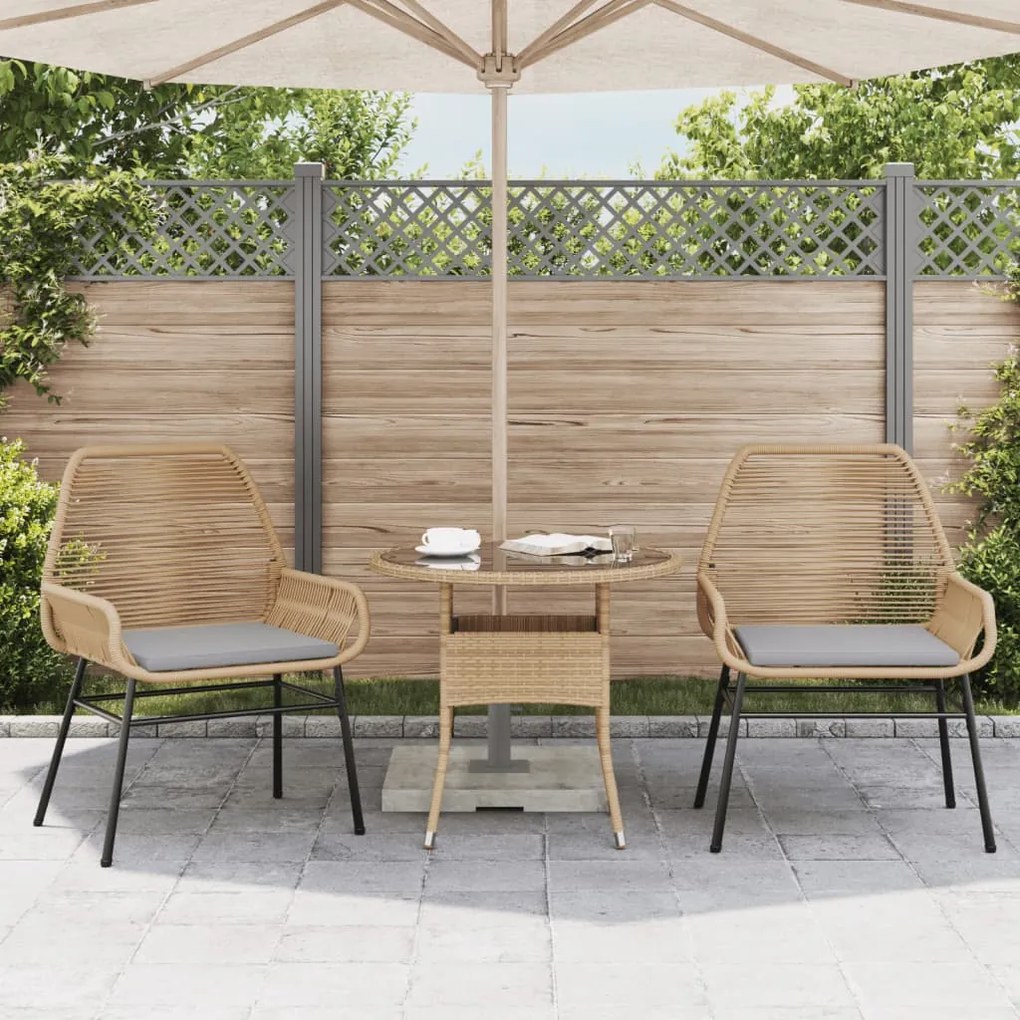 Sedie da giardino 2pz con cuscini marrone in polyrattan