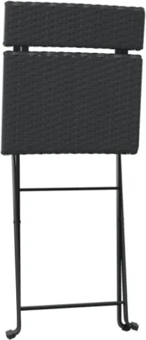 Set Pieghevole da Bistrò 3 pz Nero in Polyrattan