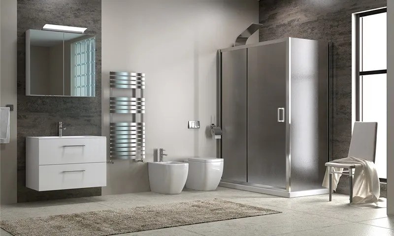 Kamalu - Box doccia angolare 130x70 laterale fisso 70cm vetro opaco altezza 180cm | K410NS