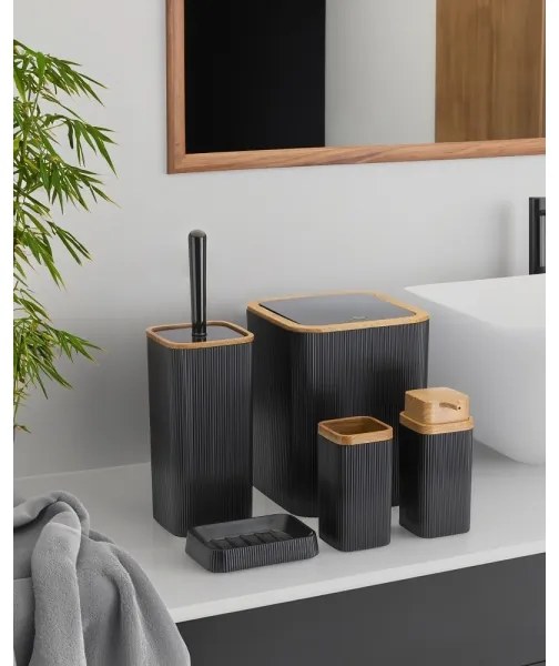 Set da bagno ZOYA 5 pz nero/marrone