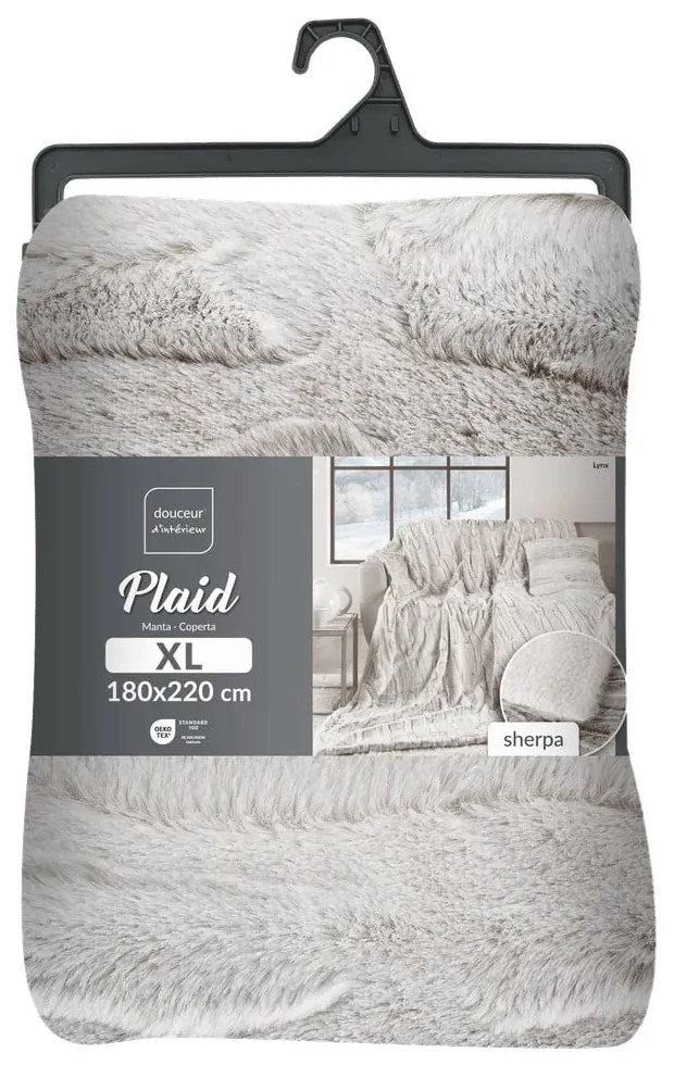 Coperta beige in micropile 180x220 cm Lynx – douceur d'intérieur