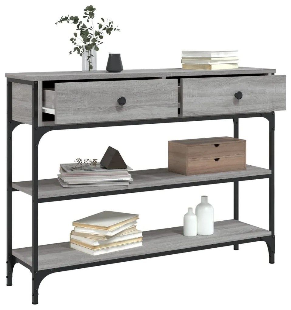 Tavolino consolle grigio sonoma 100x25x75cm legno multistrato