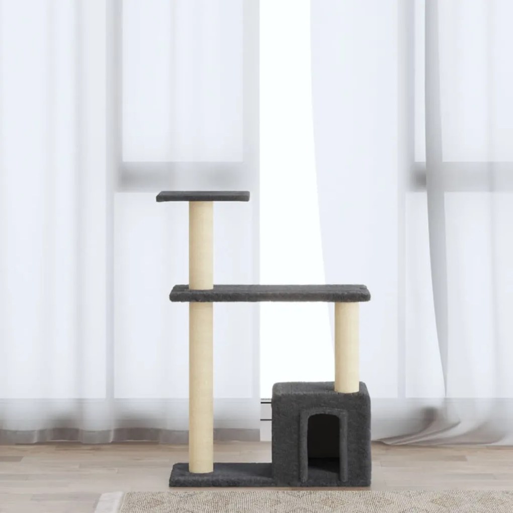 Albero per gatti con tiragraffi in sisal grigio scuro 70 cm