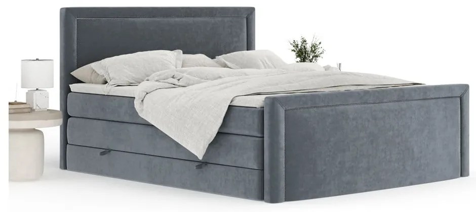 Letto boxspring grigio scuro con contenitore 160x200 cm Lavenda – Maison de Rêve