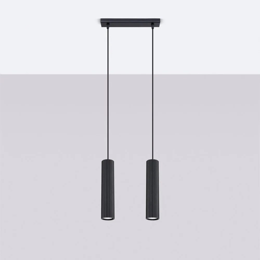 Lampadario nero in metallo Gleam – Sollux