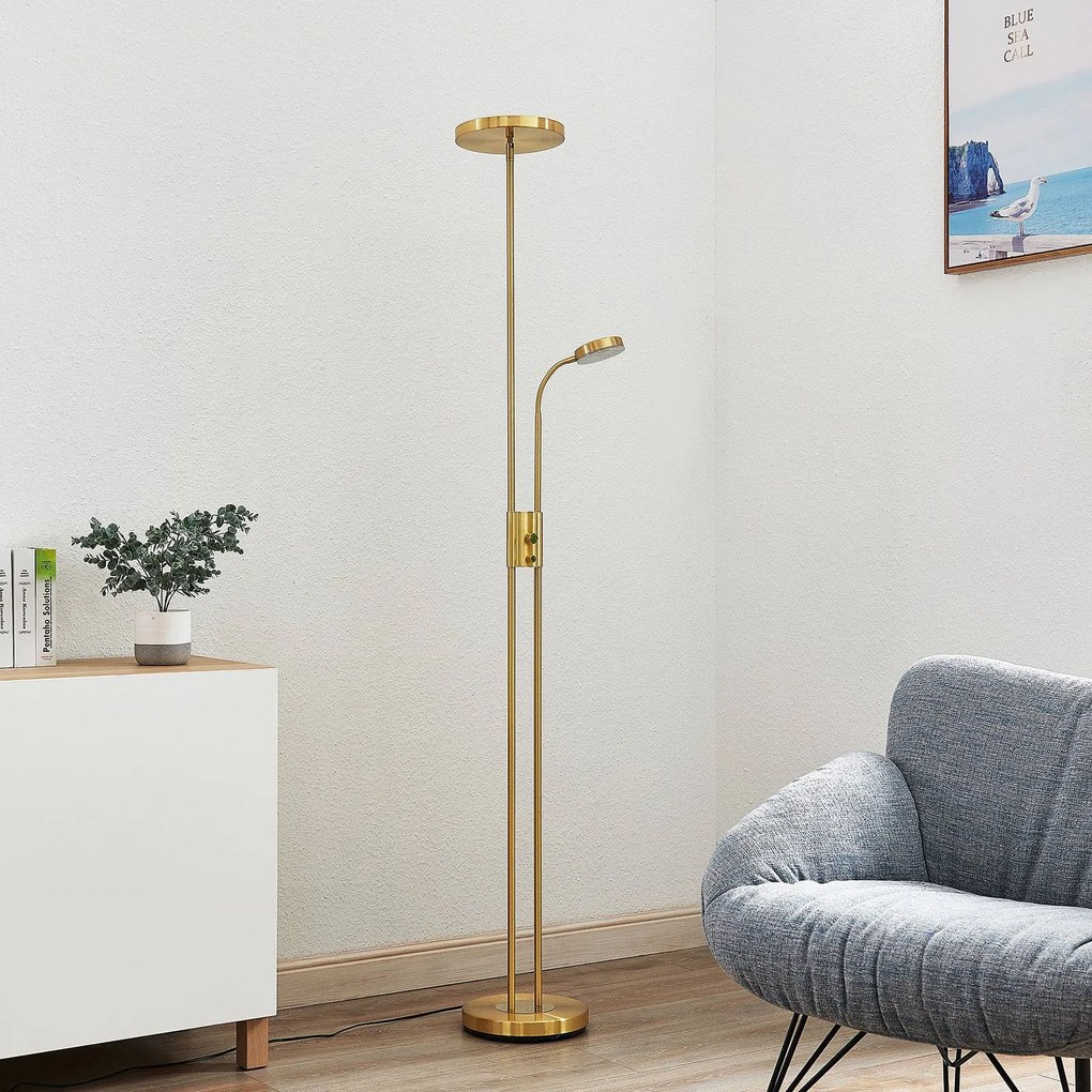 Lindby Piantana LED Seppa, rotonda, ottone, metallo, 180 cm