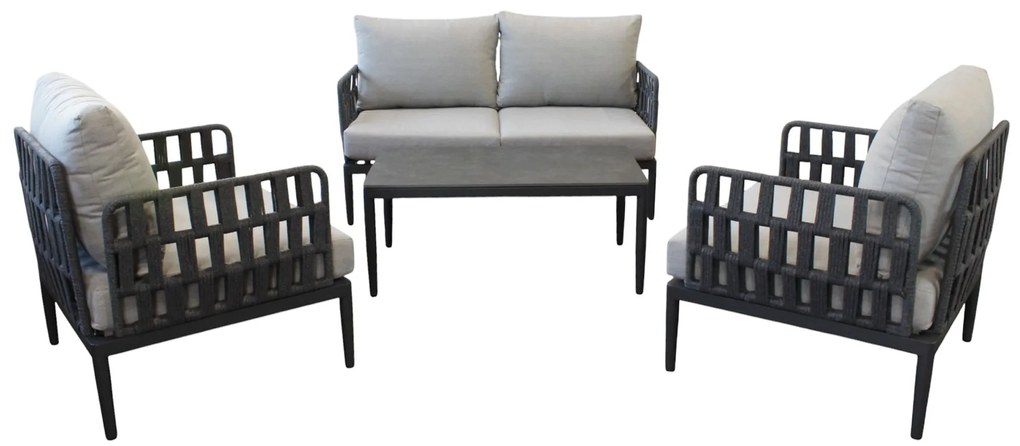 CASCADA - salotto outdoor con struttura in alluminio grigio chiaro, antracite o naturale