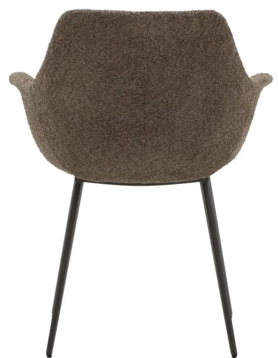 Set di sedie MIRASIERRA in tessuto marrone effetto bouclé e gambe in metallo nero, con braccioli