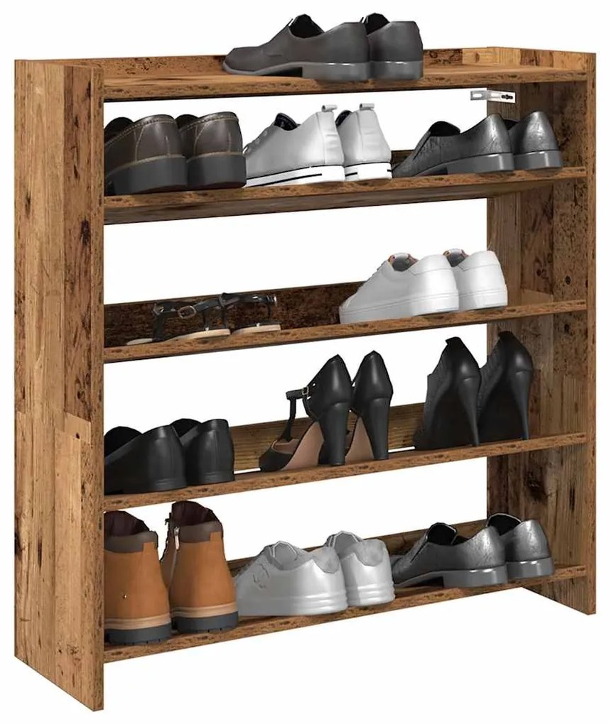 Scarpiera Legno Antico 80x25x81 Cm İn Legno Multistrato /