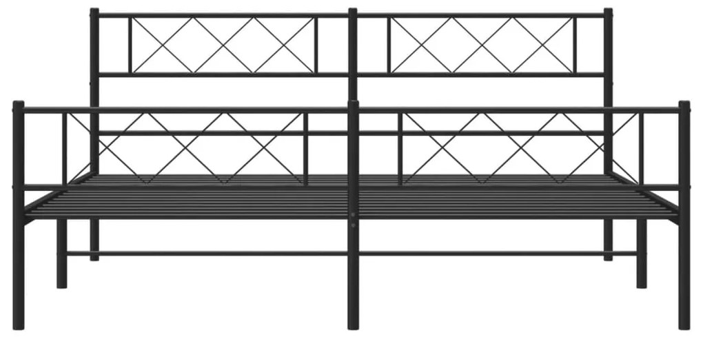 Giroletto con Testiera e Pediera Metallo Nero 200x200 cm