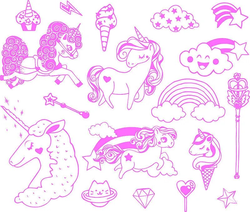 Timbri StampoMinos per bambini con una storia - Unicorni